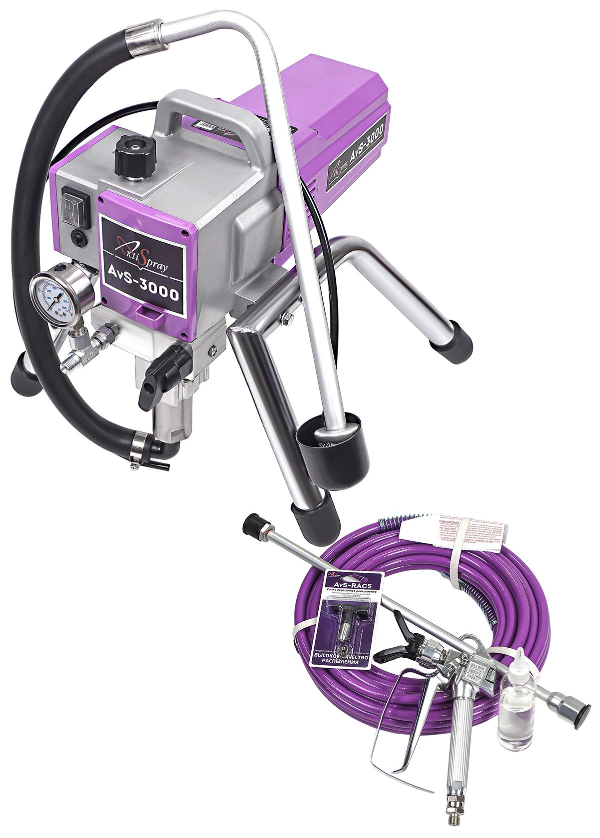 Аппарат окрасочный AktiSpray AvS-3000, комплект (3,0 л/мин, 220 бар, 1600 Вт, 220 В, 50 Гц)